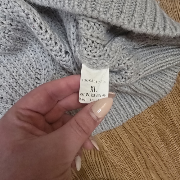 Light Blue Off The Shoulder Oversized Sweater - Picture 3 of 4